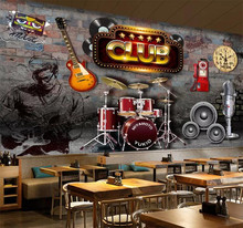 Large Custom Vintage mural wallpaper Restaurant bar Brick Wall Background Wall paper Music Theme bar Decorative wallpaper 2024 - buy cheap