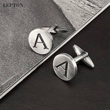 Lepton Letters A of an alphabet Cufflinks For Mens Antique Silver plated Round Letters A cuff links Men shirt cuffs Cufflinks 2024 - buy cheap