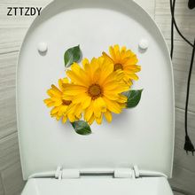 ZTTZDY 22.5*20.3CM Yellow Daisy Home Living Room Wall Sticker Decoration WC Toilet Stickers T2-0060 2024 - buy cheap
