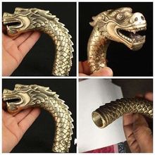 Gothic Chinese Old Bronze Hand Carved Dragon Collect Statue Cane Walking Stick 2024 - buy cheap