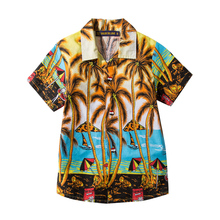 Camisa havaiana infantil casual de manga curta, camisa havaiana para menino e praia de verão, moda pai e filho, camiseta havaiana com estampa de coqueiro, 2021 2024 - compre barato
