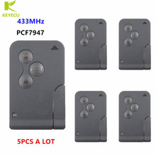 KEYECU 5PCS Replacement Remote Car Key Fob 3 Button 433MHz PCF7947 for Renault Scenic 2003-2008 with Insert Small key blade 2024 - buy cheap