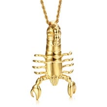 Christmas Gift Top Quality 316L Stainlss Steel Gold Strong Scorpion Biker Jewelry Men's Pendant Necklace Rope Chain For Free 24" 2024 - buy cheap