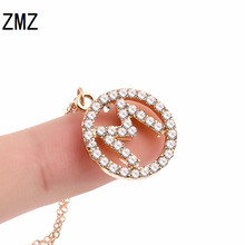 ZMZ 2018 Europe/US fashion letter M in circal pendant necklace with shinny stone bijou gift for mom/girlfriend party jewelry 2024 - buy cheap