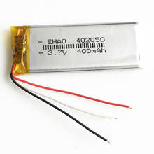 3.7V 400mAh battery 402050 3 wires Lithium Polymer Li-Po Rechargeable Battery Li cells For Mp3 GPS PSP bluetooth DVD camera 2024 - buy cheap