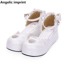 Angelic imprint woman mori girl lolita cosplay shoes lady mid wedges heels pumps women princess dress party shoes lovely hearts 2024 - buy cheap