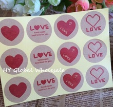 120 unids/lote Vintage amor romántico corazón serie etiqueta engomada de papel de Kraft para productos hechos a mano regalo de Etiqueta de Embalaje 2024 - compra barato
