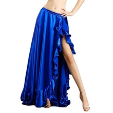 Falda de satén para mujer, traje de danza del vientre, falda de hoja de loto para actuación 2024 - compra barato