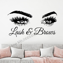 Lash & Brows Large Eyes Quote Wall Decals Fashion Creative Vinyl Eyelashes Beauty Salon Wall Stickers Eyebrows Store Decor LC722 2024 - buy cheap