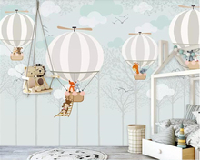 Beibehang Large 3d Wallpaper Cartoon Hot air balloon cartoon animal Monkey giraffe Children's room Background Wall 3d wallpaper 2024 - buy cheap