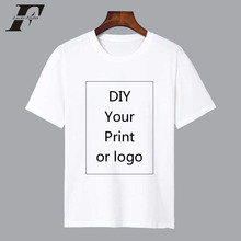 Индивидуальные печати футболки для мужчин и женщин DIY ваш как фото или логотип белый черный футболка хлопок короткий рукав топы футболки XXS-4XL 2024 - купить недорого