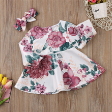 Newborn Infant Baby Girls Dress Floral Kids Long Sleeve Dress +Headband 2pcs Outfits Set Clothes For 0-24 Month 2024 - buy cheap