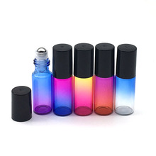 5pcs 5ml Glass Roller On Bottle For Essential Oil Perfume Sample Gradient Colorful Empty Container Black Cap 2024 - buy cheap