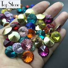 TopStone K9 Colors 100pcs 10,12,14mm Rivoli Fancy Stone pointed Back Round Crystal Resin Rhinestones For Jewelry Making 2024 - buy cheap