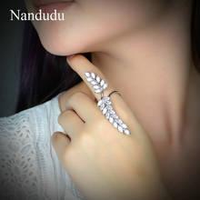 Nandudu, Новое поступление, кольца серебряного цвета для женщин и девушек, ювелирные изделия, циркониевые кольца с листьями, регулируемое кольцо, обручальное кольцо R1883 2024 - купить недорого