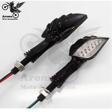 free shipping motorbike LED motorcycle turn signal indicators for harley-davidson parts motocross flashers Ghost Skull hand feel 2024 - buy cheap