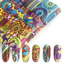 10 шт. наклейки из фольги для дизайна ногтей разные винтажные слайдеры в этническом стиле для маникюра наборы наклеек для украшения ногтей 2024 - купить недорого