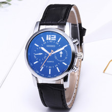 Top Brand Luxury Fashion Faux Leather Watches Mens Blue Ray Glass Quartz Analog Watch Wristwatch Clock Dropship 2024 - buy cheap