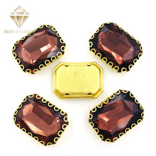 NEW 8X10/10X14/13x18mm sew on rhinestones Wine red Rectangle gold base lacy shape claw glass crystal rhinestones Diy accessories 2024 - buy cheap