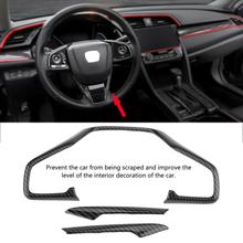 3pcs Carbon Fiber Car Steering Wheel Frame Cover Trim Sticker Decoration Fit for Honda Civic 10th 2016 2017 2018 Car Stickers 2024 - buy cheap