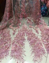 Nice looking S-52519 tule bordado malha tecido de renda com contas para o vestido de festa 2024 - compre barato