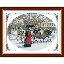 Joy Sunday Snowy Day Chinese Cross Stitch Kits Ecological Cotton Clear Stamped Printed 14 11CT DIY Wedding Decoration 2024 - buy cheap