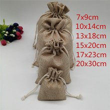 10pcs Linen Drawstring Gift Bags Natural Burlap Candy Bag Christmas Wedding Party Favors Gift Packaging Bags Jewelry Pouches 2024 - buy cheap