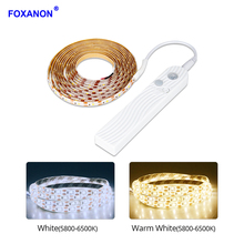 Foxanon светодиодный ночник с датчиком движения PIR 2835SMD батарея светодиодная лента для кухни, спальни, детской лампы 2024 - купить недорого