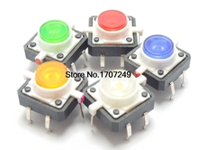 10 PCS New with light switch 12X12X7.3mm Tactile Push Button Switch Momentary Tact LED 5 Color 12*12*7.3mm DIP 6Pin 2024 - buy cheap