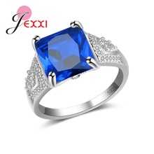 Qualidade superior moda anel de dedo azul quadrado zircônia cúbica pedra fina casamento/noivado acessórios bonita festa vestir 2024 - compre barato