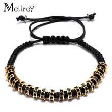 Pulseiras masculinas de tecelagem alta costura, micro incrustação de zircônio cz 7mm, trança macrame bilekec 2024 - compre barato