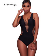 Ziamonga Lace Up Bodysuit 2018 Verão Mulheres Sexy Backless V Pescoço Um Pedaço Maiôs Praia Playsuit Jumpsuit Swimwear Para As Mulheres 2024 - compre barato