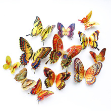 Juego de 12 unids/set de alas de mariposa láser de doble capa, pegatinas de pared de plata y oro, para decoración del hogar 2024 - compra barato