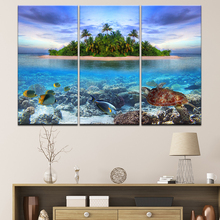 Холст настенные картины рамки домашний декор комплект из 3 предметов с подводным миром и морскими рыбами черепаха рифы Картины HD Печать морской плакат 2024 - купить недорого
