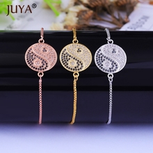 Juya New Design Copper Zircon Round Charm Yin Yang Bracelets For Men Women Simple Adjustable Chain Best Friends Bracelets Gift 2024 - buy cheap