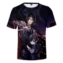 Aikooki-camiseta negra de Butler en 3D para hombre y mujer, camisa informal Popular de Anime Harajuku, Camiseta corta con estampado en 3D de Butler negro, Top 2024 - compra barato