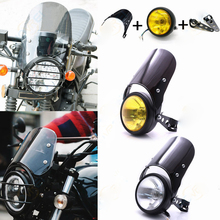 Lâmpada do farol dianteiro do halogênio 35w para motocicleta com kit para-brisa para cg125 gn125 harley cafe racer honda 2024 - compre barato