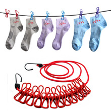 Portable Travel Stretchy Clothesline Outdoor Camping Windproof Clothes Line with 12 Clamp Clip Hooks Travel Kit 2024 - buy cheap