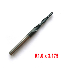 R1.0 x3.175 (1/8 ") haste de 2 flautas, carboneto sólido de tungstênio, revestido de esfera cônica, moinhos de ponta cone e cone hrc55 2024 - compre barato