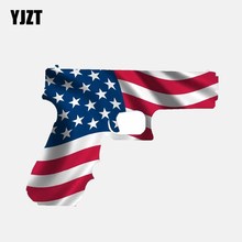 YJZT 13.2CM*9.5CM Accessories American Flag Pistol Handgun 2nd Amendment Helmet Car Sticker 6-2655 2024 - buy cheap