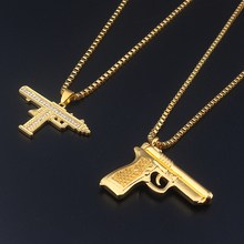 Fashion Jewelery Gold Gun Pendant Necklace Men's Hip hop Punk Necklace support Dropshipping 2024 - buy cheap