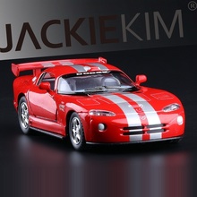Высокий имитационный изысканный литой и игрушечный автомобиль KiNSMART Стайлинг автомобиля Dodge Viper GTS-R Supercar 1:36 литая модель игрушечного автомобиля 2024 - купить недорого