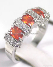 FREE SHIPPING >>>Orange Red Zircon Cubic Zirconia CZ STONE 3 Beads Crystal WGP Ring Size :7.8.9 2024 - buy cheap