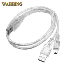 Кабель питания со штекером USB на штекер USB + 5-контактный кабель хоста OTG Mini USB разветвитель питания кабель для мобильного HDD жесткого диска HY315 2024 - купить недорого