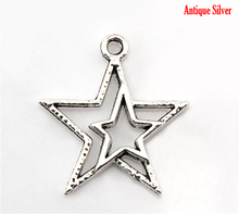 DoreenBeads 50PCs Silver Color Star Charm Pendants 23x21mm(7/8"x7/8") (B21330), yiwu 2024 - buy cheap