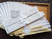 30  pcs/lot  Personalized Luxurious Silk Fold hand Fan in Elegant Laser-Cut Gift Box  +Party Favors/wedding Gifts+printing 2024 - buy cheap