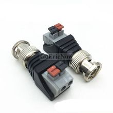 Terminal bnc macho/fêmea cat5 cctv, adaptador de vídeo coaxial coax utp, conector de tv prensado, 1 peça 2024 - compre barato