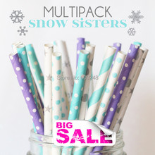 150pcs Mixed Colors SNOW SISTERS Winter Paper Straws for Sale,Light Blue Striped and Lilac Swiss Dot,Silver Star Polka Dot 2024 - buy cheap