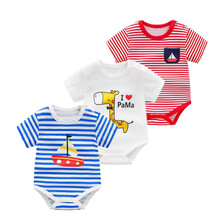 Лето 2021, боди для малышей, полосатая летняя одежда с короткими рукавами для близнецов, для маленьких девочек, хлопковое боди для новорожденных мальчиков, Vestido Infantil 2024 - купить недорого
