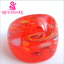 Кольцо из муранского стекла, кольцо из красной змеи ручной работы с цветными пятнами 2024 - купить недорого